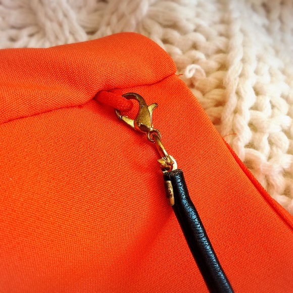 Bright Orange Blouse w Removable Necklace - Picture 4 of 8